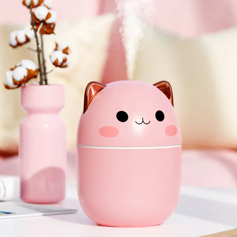 250ml Cute Cat Humidifier – Ultrasonic Aromatherapy Diffuser with Night Light