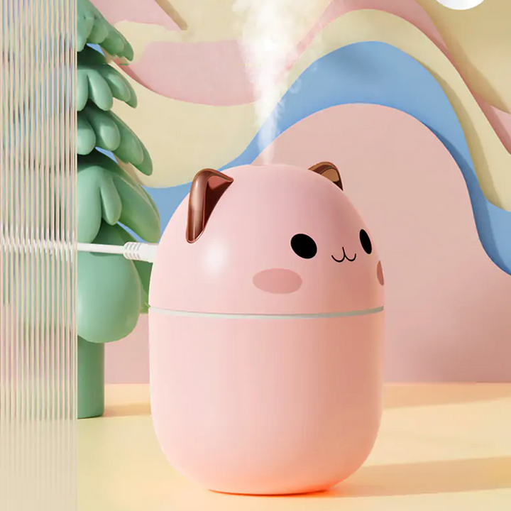 250ml Cute Cat Humidifier – Ultrasonic Aromatherapy Diffuser with Night Light