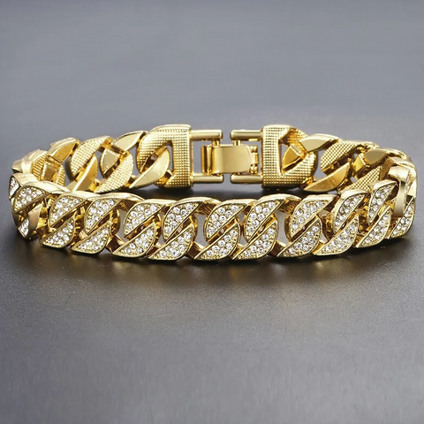 Miami Gold Curb Cuban Chain Bracelet – Luxury Iced Out Link Bracelet | FS FanStore