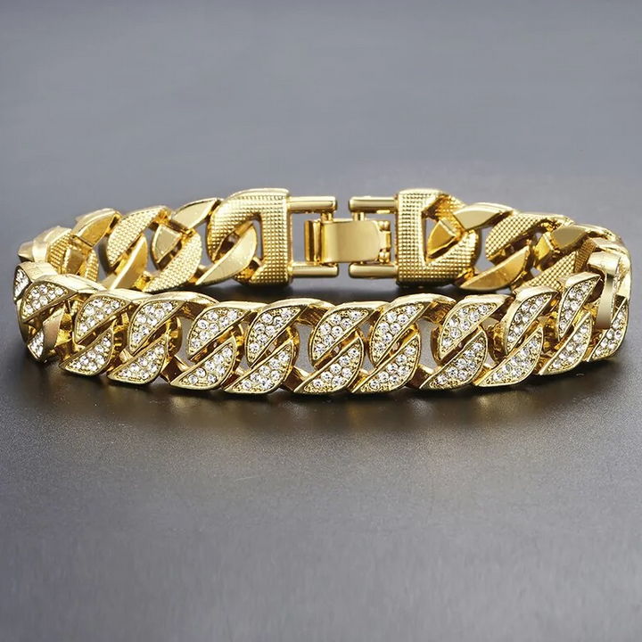 Miami Gold Curb Cuban Chain Bracelet – Luxury Iced Out Link Bracelet | FS FanStore