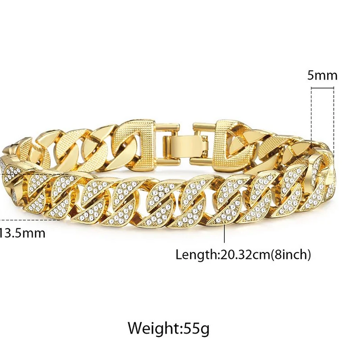 Miami Gold Curb Cuban Chain Bracelet – Luxury Iced Out Link Bracelet | FS FanStore