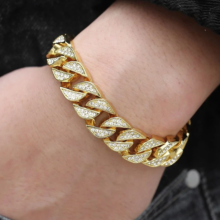 Miami Gold Curb Cuban Chain Bracelet – Luxury Iced Out Link Bracelet | FS FanStore