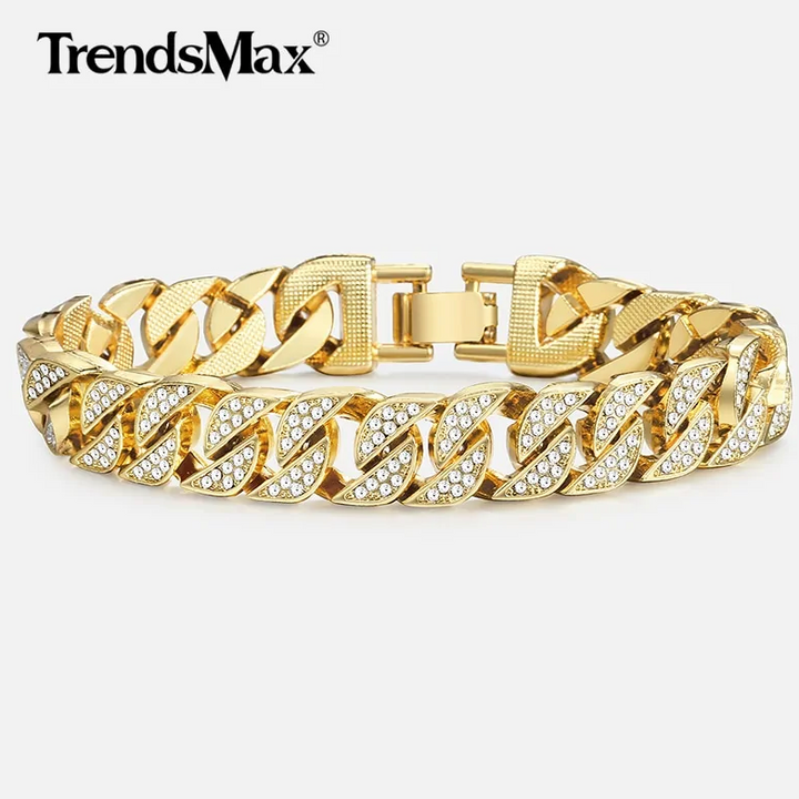 Miami Gold Curb Cuban Chain Bracelet – Luxury Iced Out Link Bracelet | FS FanStore