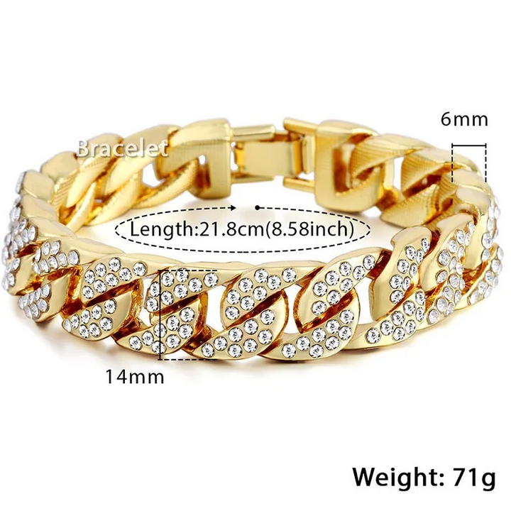 Miami Gold Curb Cuban Chain Bracelet – Luxury Iced Out Link Bracelet | FS FanStore