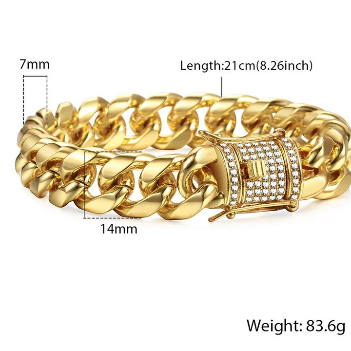 Miami Gold Curb Cuban Chain Bracelet – Luxury Iced Out Link Bracelet | FS FanStore