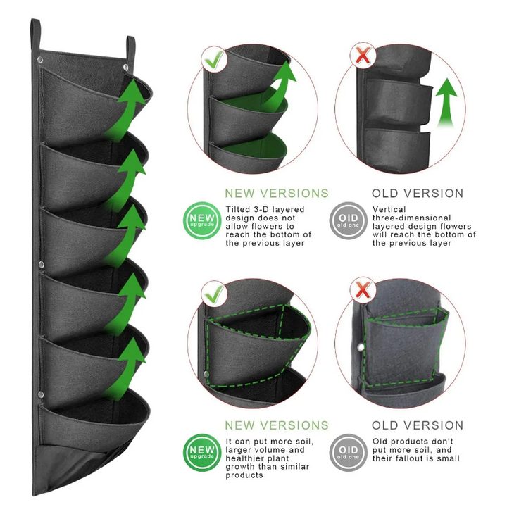 Vertical Hanging Garden Planter – Wall-Mounted Felt Pocket for Herbs & Flowers | FS FanStore